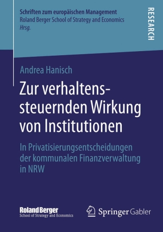 Imagen de portada: Zur verhaltenssteuernden Wirkung von Institutionen 9783658025144
