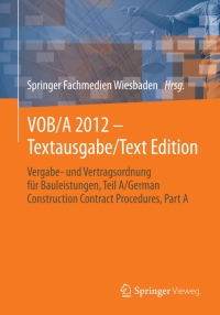 Immagine di copertina: VOB/A 2012 - Textausgabe/Text Edition 1st edition 9783658052232
