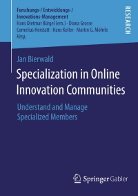 Omslagafbeelding: Specialization in Online Innovation Communities 9783658053178