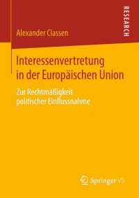Cover image: Interessenvertretung in der Europäischen Union 9783658054090