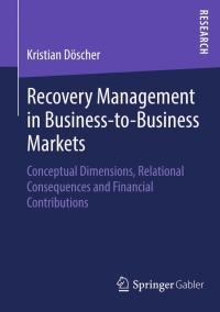Imagen de portada: Recovery Management in Business-to-Business Markets 9783658056360