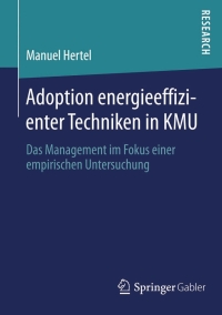 Cover image: Adoption energieeffizienter Techniken in KMU 9783658057435