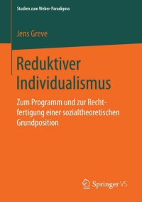 Cover image: Reduktiver Individualismus 9783658065560