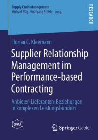 Cover image: Supplier Relationship Management im Performance-based Contracting 9783658071387