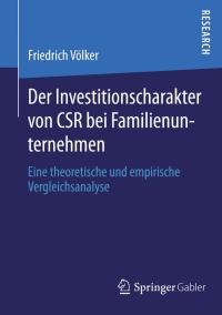 Cover image: Der Investitionscharakter von CSR bei Familienunternehmen 9783658071837