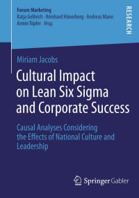 Cover image: Cultural Impact on Lean Six Sigma and Corporate Success 9783658073398