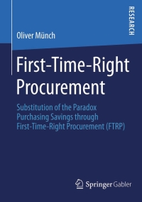 Cover image: First-Time-Right Procurement 9783658086190