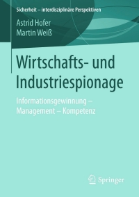 Imagen de portada: Wirtschafts- und Industriespionage 9783658092320