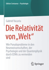 Cover image: Die Relativität von „Welt“ 9783658105747