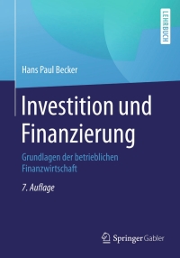 Immagine di copertina: Investition und Finanzierung 7th edition 9783658110697