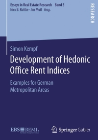 Cover image: Development of Hedonic Ofﬁce Rent Indices 9783658111694