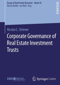 Cover image: Corporate Governance of Real Estate Investment Trusts 9783658116187