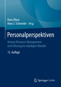 Imagen de portada: Personalperspektiven 12th edition 9783658139704