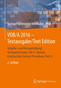 صورة الغلاف: VOB/A 2016 - Textausgabe/Text Edition 2nd edition 9783658143923