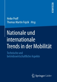 Imagen de portada: Nationale und internationale Trends in der Mobilität 9783658145620
