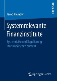 Cover image: Systemrelevante Finanzinstitute 9783658145958