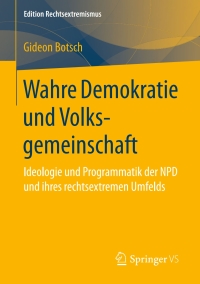 Imagen de portada: Wahre Demokratie und Volksgemeinschaft 9783658149581