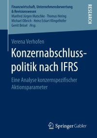 صورة الغلاف: Konzernabschlusspolitik nach IFRS 9783658159689