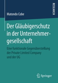 Cover image: Der Gläubigerschutz in der Unternehmergesellschaft 9783658180447