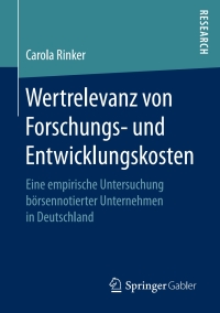Imagen de portada: Wertrelevanz von Forschungs- und Entwicklungskosten 9783658182236