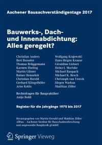 Imagen de portada: Aachener Bausachverständigentage 2017 9783658183691