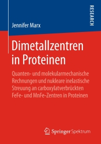 表紙画像: Dimetallzentren in Proteinen 9783658208066