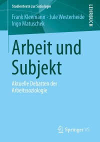 Imagen de portada: Arbeit und Subjekt 9783658232597