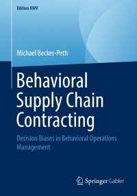 Cover image: Behavioral Supply Chain Contracting 9783658238841