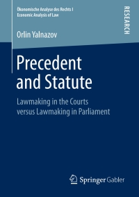 Cover image: Precedent and Statute 9783658243845