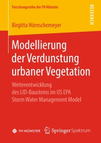 Cover image: Modellierung der Verdunstung urbaner Vegetation 9783658262839