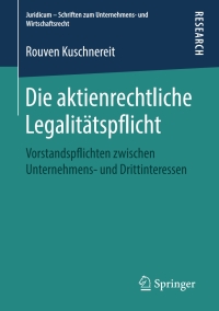Cover image: Die aktienrechtliche Legalitätspflicht 9783658266332