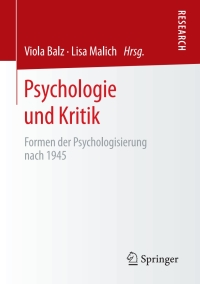 Imagen de portada: Psychologie und Kritik 1st edition 9783658294854