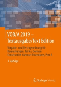 Imagen de portada: VOB/A 2019 - Textausgabe/Text Edition 3rd edition 9783658296216