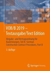 صورة الغلاف: VOB/B 2019 - Textausgabe/Text Edition 3rd edition 9783658296230