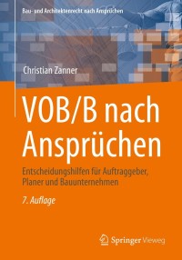 Cover image: VOB/B nach Ansprüchen 7th edition 9783658340247