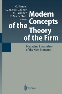 Titelbild: Modern Concepts of the Theory of the Firm 1st edition 9783540405092