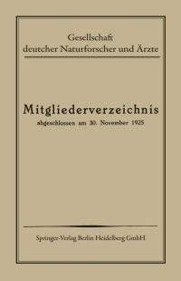 Cover image: Mitgliederverzeichnis 1st edition 9783662334935