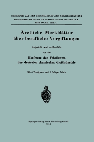 Cover image: Ärztliche Merkblätter über berufliche Vergiftungen 9783662349885