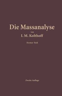 Cover image: Die Massanalyse 2nd edition 9783662360538