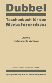 Imagen de portada: Taschenbuch für den Maschinenbau 8th edition 9783662405420