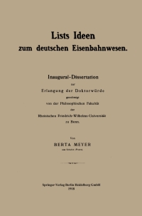 Titelbild: Lists Ideen zum deutschen Eisenbahnwesen 9783662421277