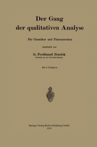 Cover image: Der Gang der qualitativen analyse 9783662423042