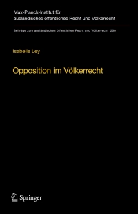 Cover image: Opposition im Völkerrecht 9783662444511