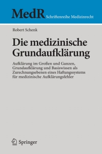 Cover image: Die medizinische Grundaufklärung 9783662445112