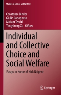 Cover image: Individual and Collective Choice and Social Welfare 9783662464380