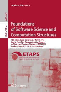 Immagine di copertina: Foundations of Software Science and Computation Structures 9783662466773