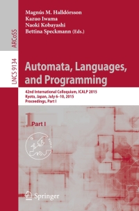 Imagen de portada: Automata, Languages, and Programming 9783662476710