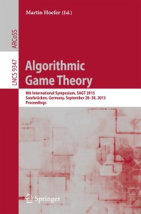 Cover image: Algorithmic Game Theory 9783662484326