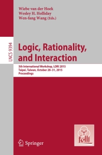 Cover image: Logic, Rationality, and Interaction 9783662485606