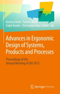 Cover image: Advances in Ergonomic Design  of Systems, Products and Processes 9783662486597